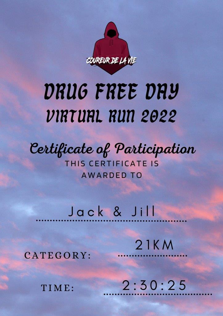 Drug Free Day Virtual Run 2022