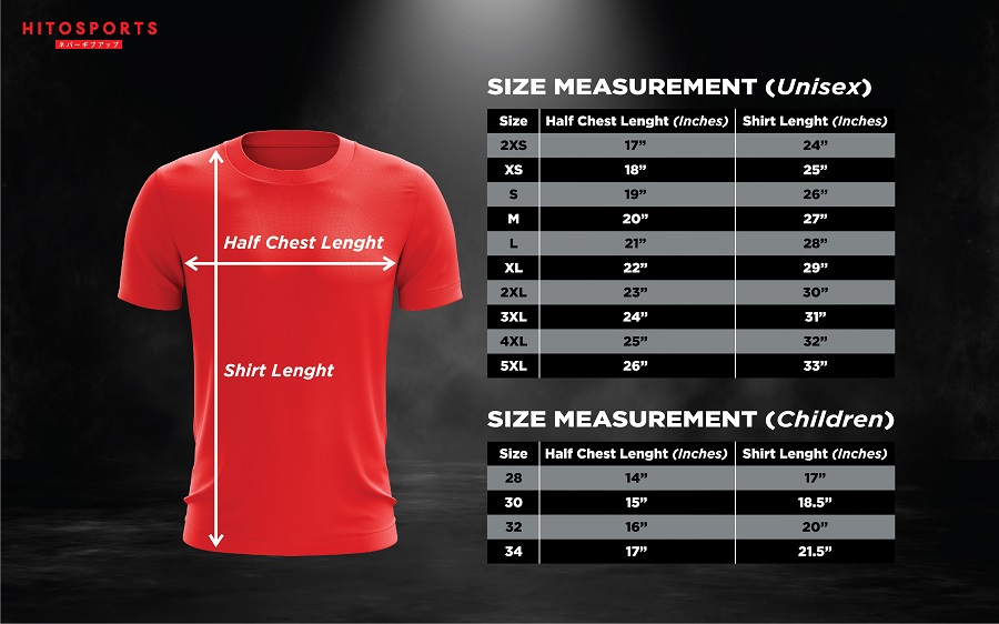 t-shirt size and measurement