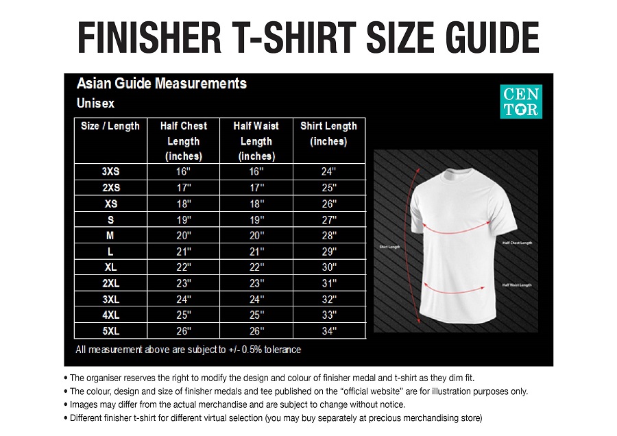 Finisher Tee Size Guide