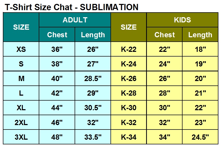 Shirt Size Chart