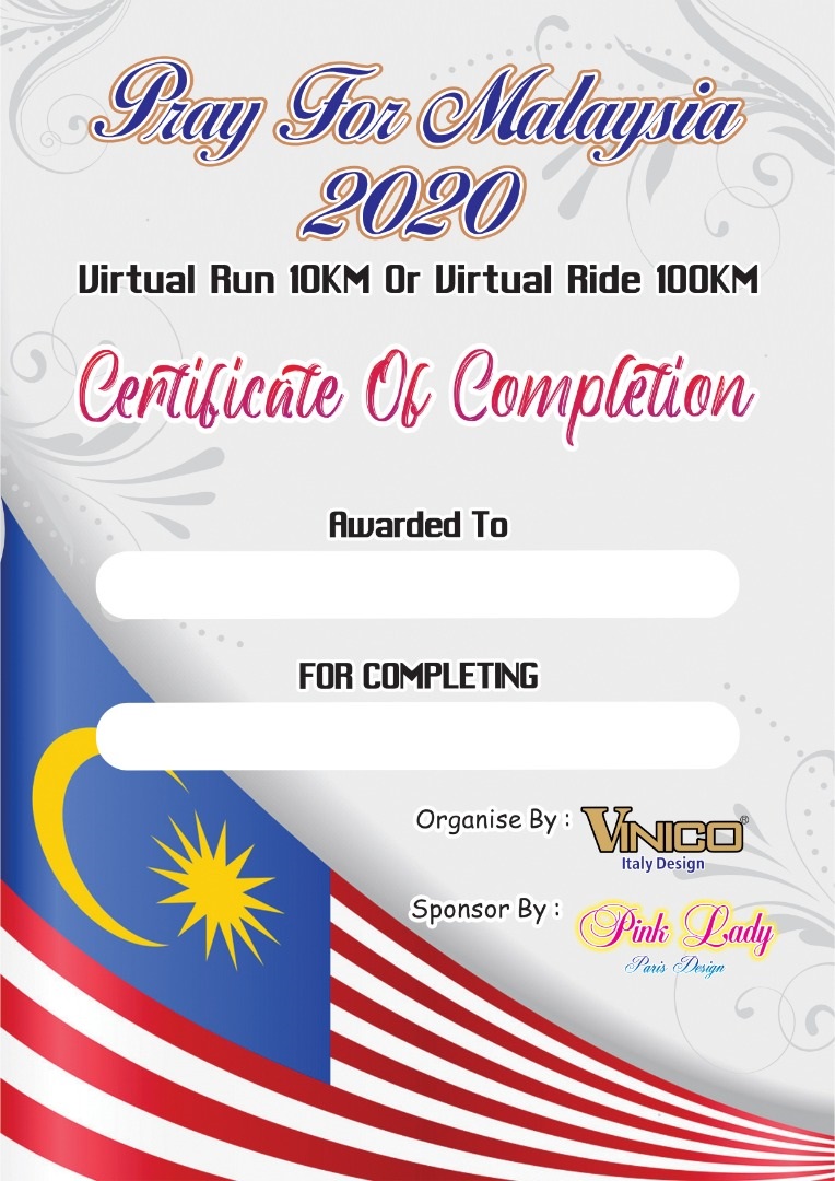 Pray For Malaysia 2020 Virtual Run 10KM Or Virtual Ride 100KM 