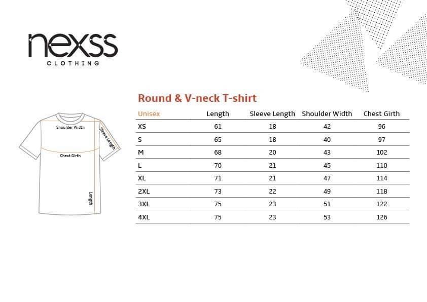T shirt size chart