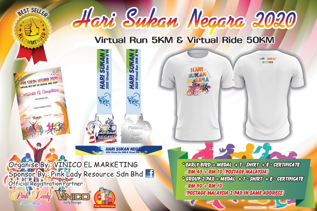 Hari Sukan Negara 2020 Virtual Run 5KM Or Virtual Ride 50KM