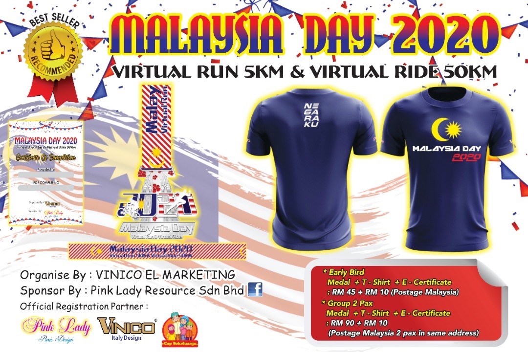 Malaysia Day 2020 Virtual Run 5KM & Virtual Ride 50KM Banner