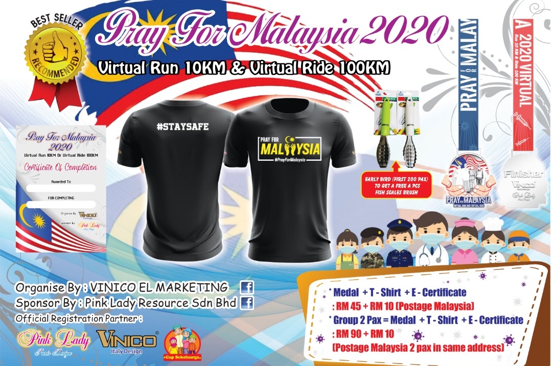Pray For Malaysia 2020 Virtual Run 10KM Or Virtual Ride